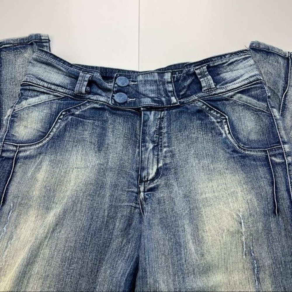 Equilibrium Blue Distressed Shape Enhancing Skinny Jeans Size 7 - Picture 2 of 15